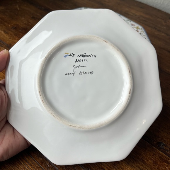 Set of 6 Lis Ceramica Brasil Handpainted Floral Motif Salad Plates - Picture 5 of 10